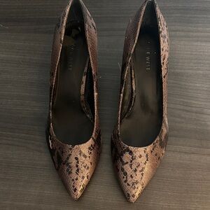 Nine West Bronze Purple Snake-Print Pointed Pumps US8.5M